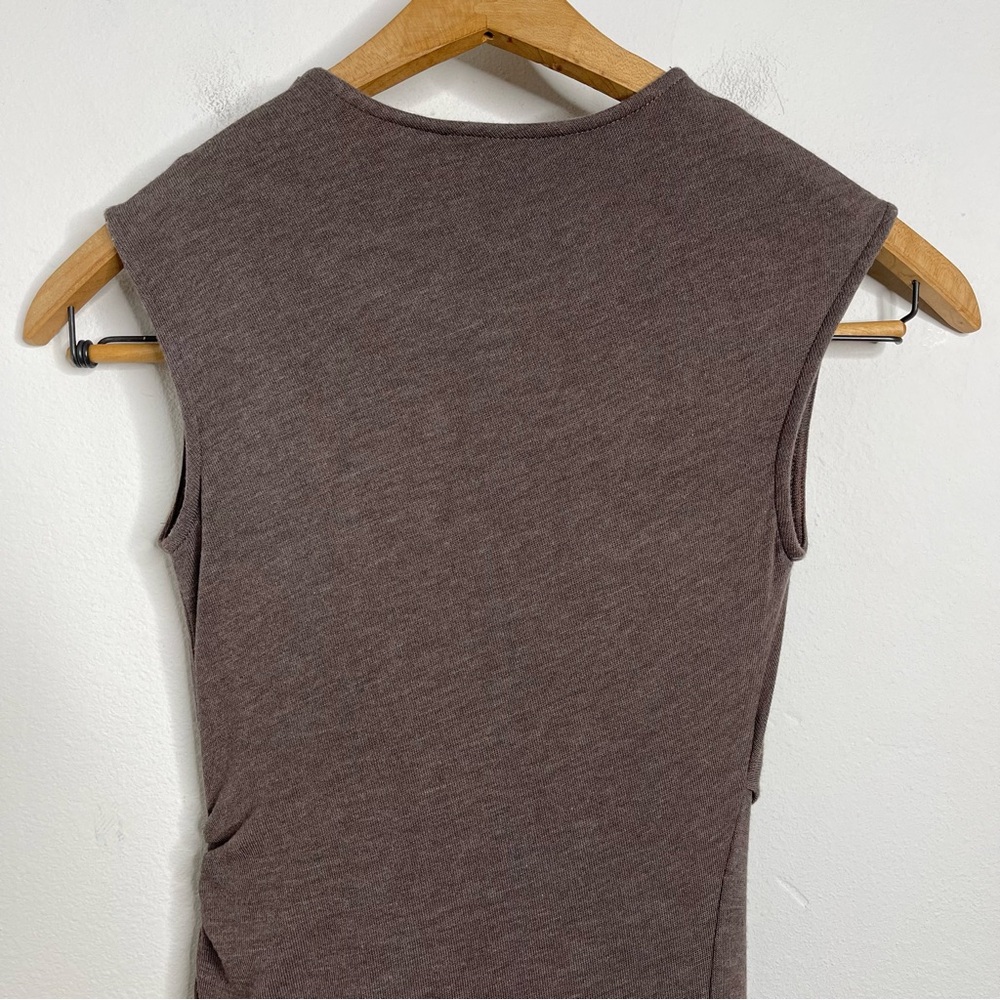 Three Dots Taupe Draped Front Sleeveless Knit Gathered Bodycon Dress Size XS - Picture 11 of 15